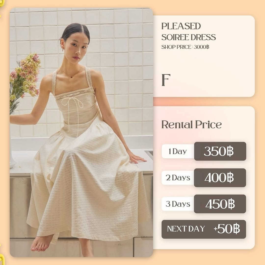 เช่าชุด Soiree dress แบรนด์ pleased_ สีครีม