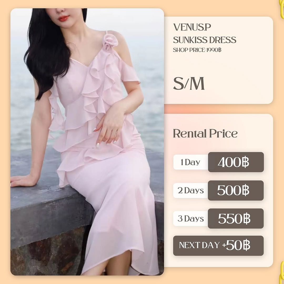 เช่าชุด Sunkiss dress แบรนด์ Venusp.style สีชมพู