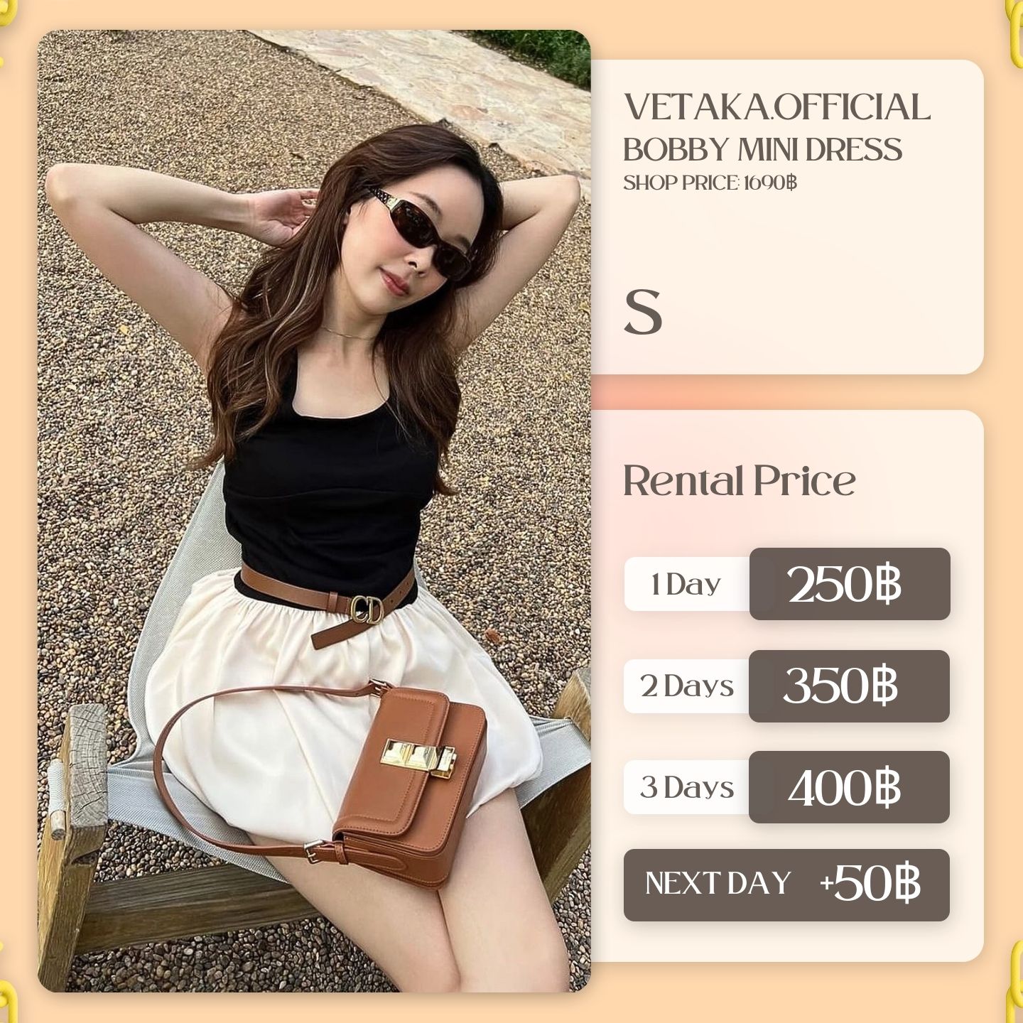 เช่าชุด Bobby mini dress แบรนด์ vetakaofficial สีดำ