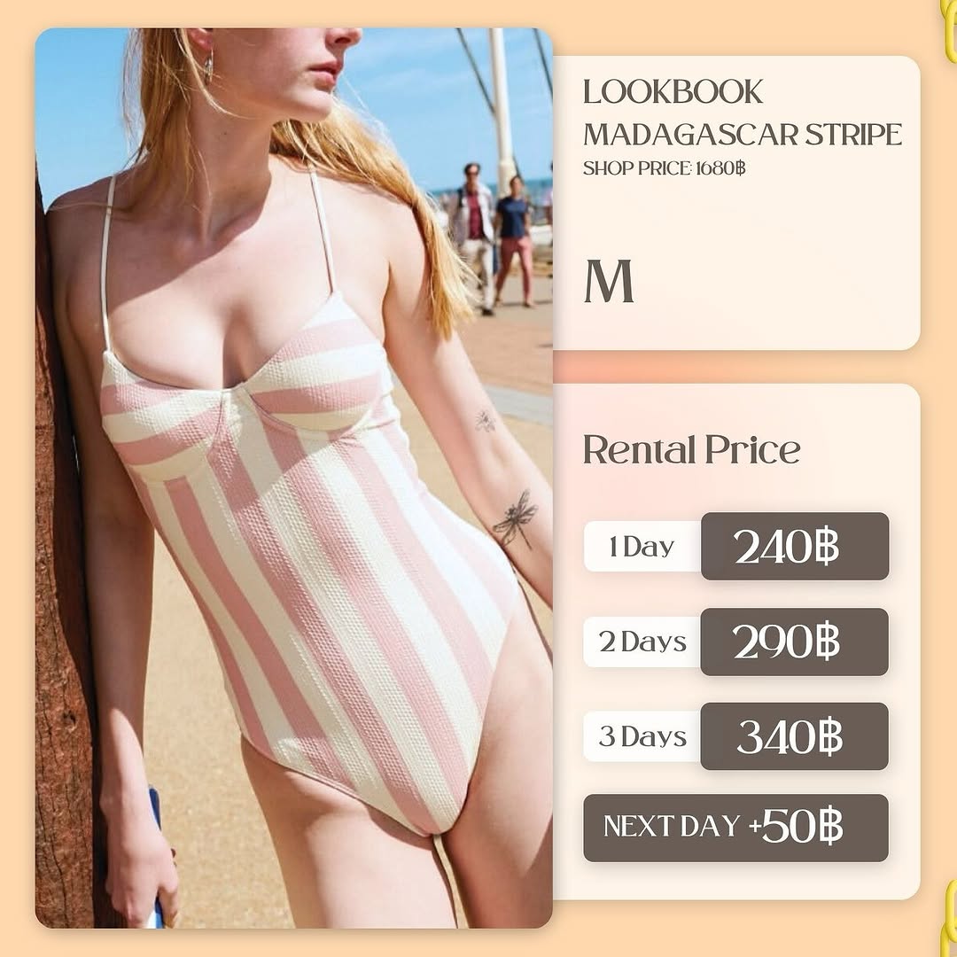 เช่าชุด Madagascar Stripe แบรนด์ lookbookbeachclub สีชมพู