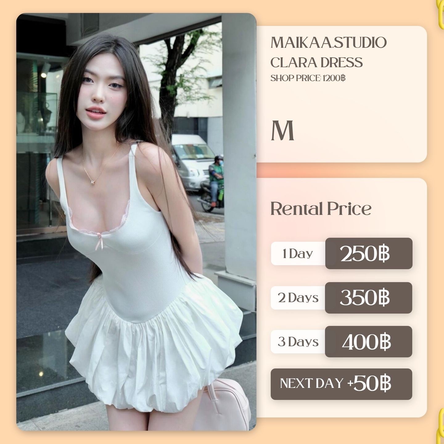 เช่าชุด Clara dress แบรนด์ Maikaa.stidio สีขาว