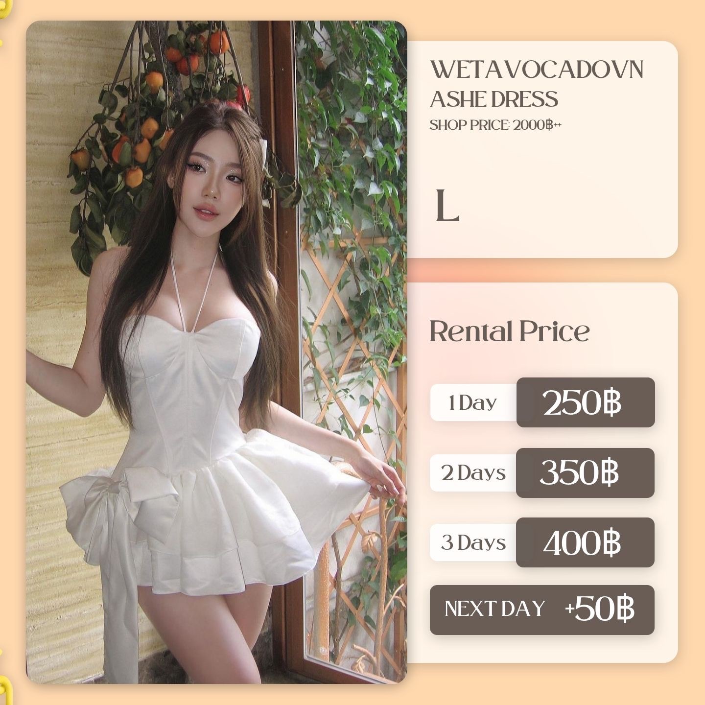 เช่าชุด Ashe dress แบรนด์ Wetavocadovn สีขาว