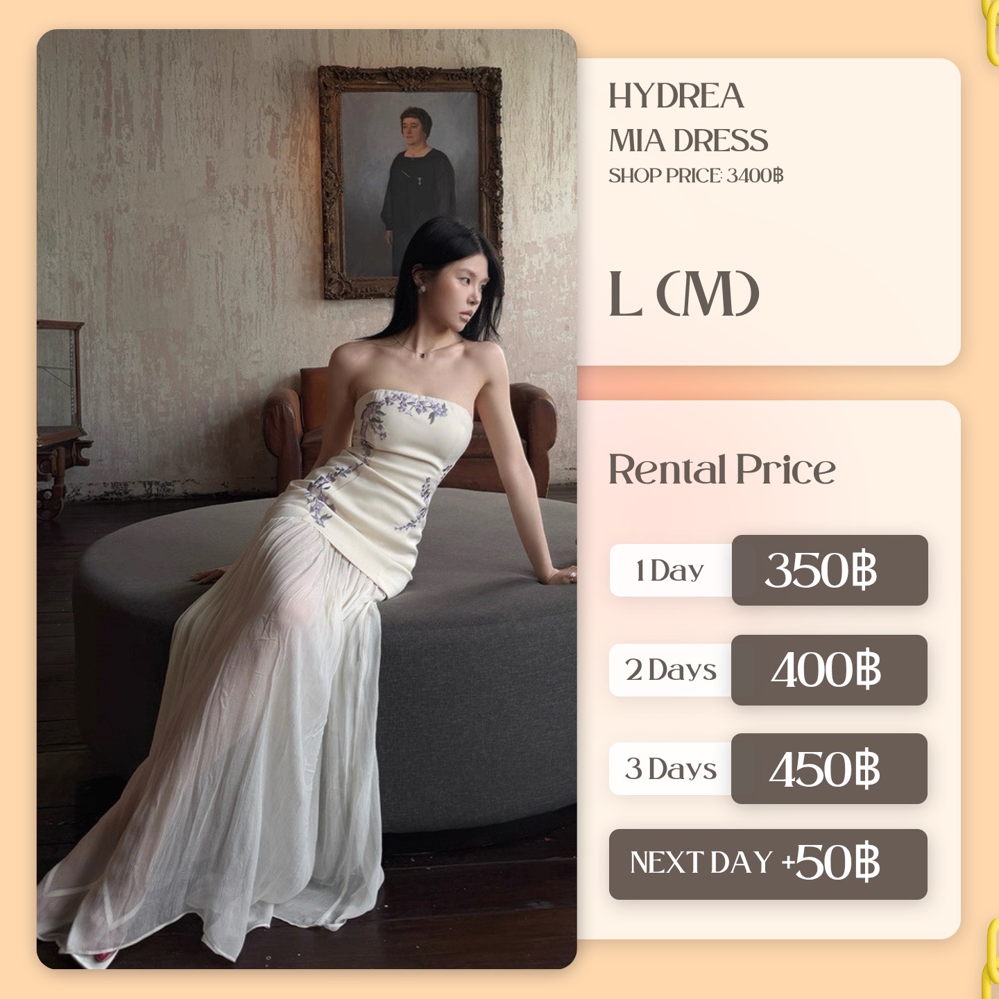 เช่าชุด Mia dress แบรนด์ Hydrea สีขาว