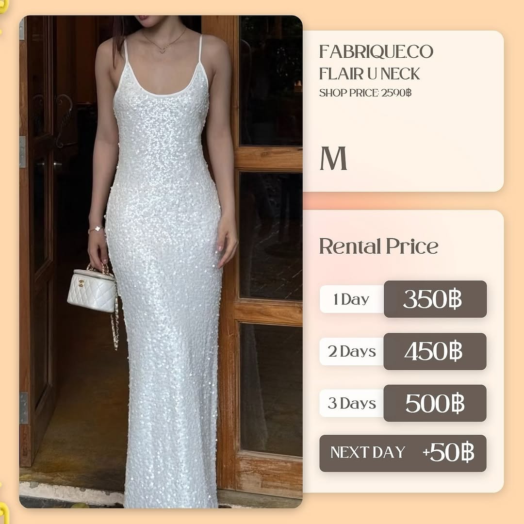 เช่าชุด Flair u neck dress แบรนด์ Fabrique.co สีขาว