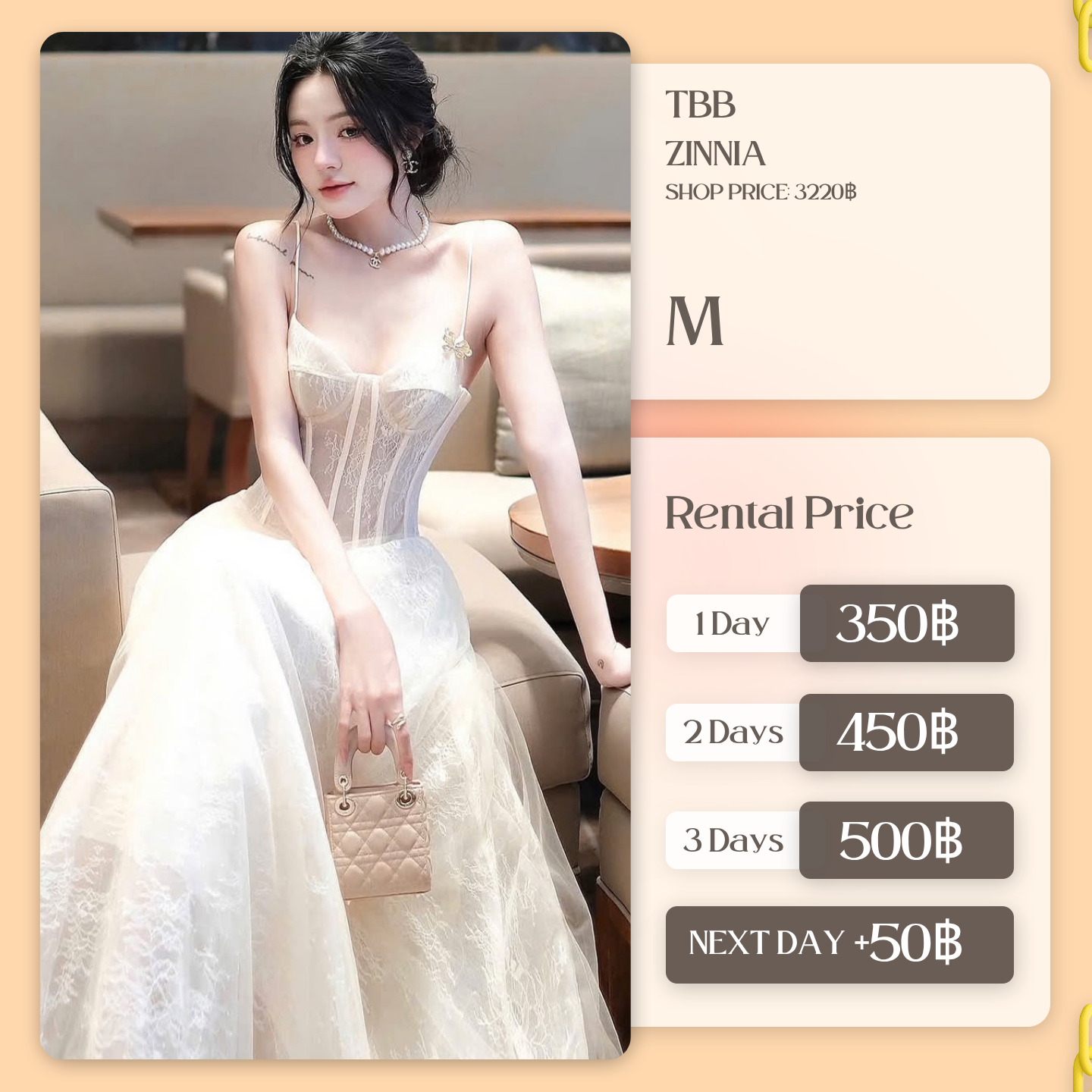 เช่าชุด Zinnia แบรนด์ TBB สีขาว