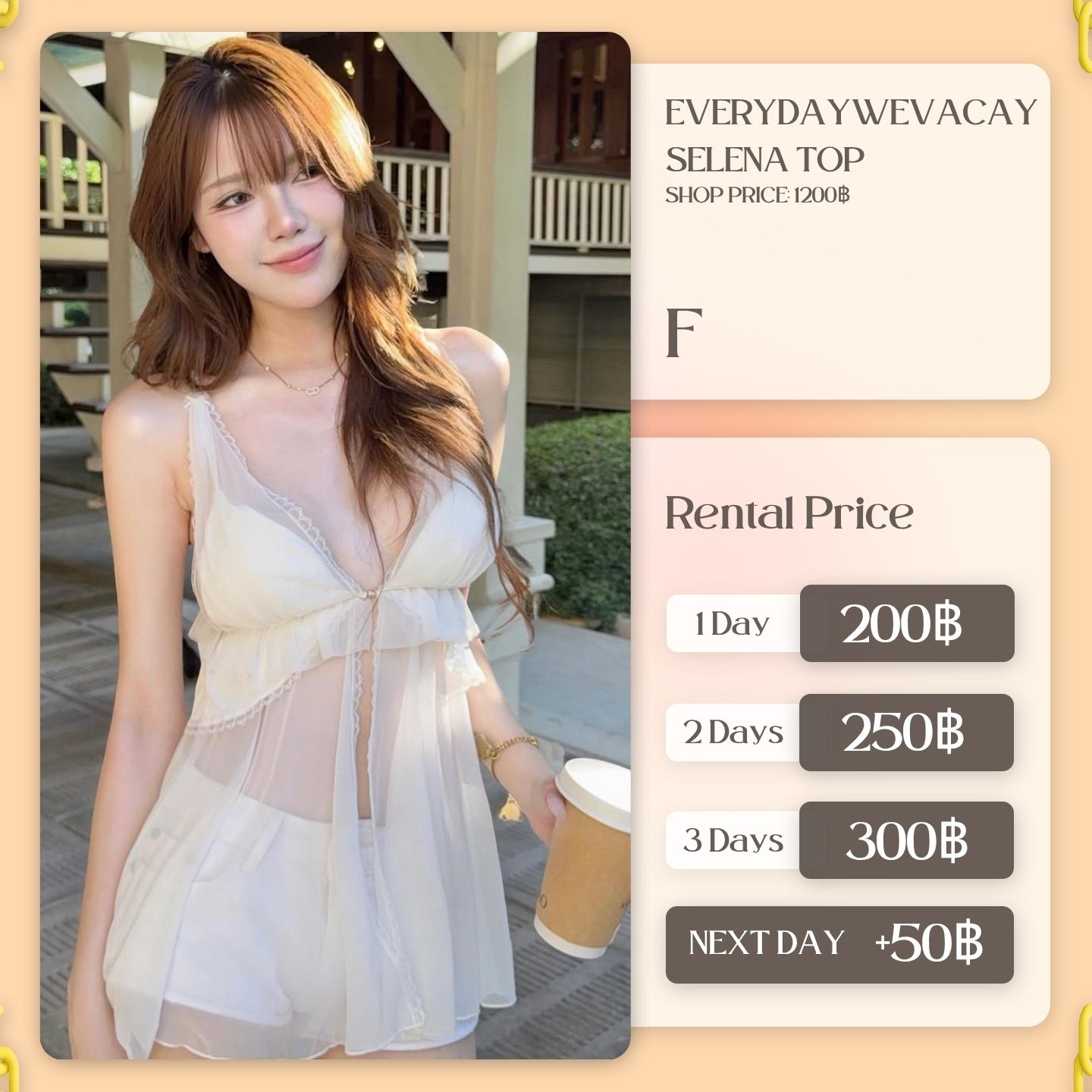 เช่าชุด Selena top แบรนด์ Everydaywevacay สีขาว