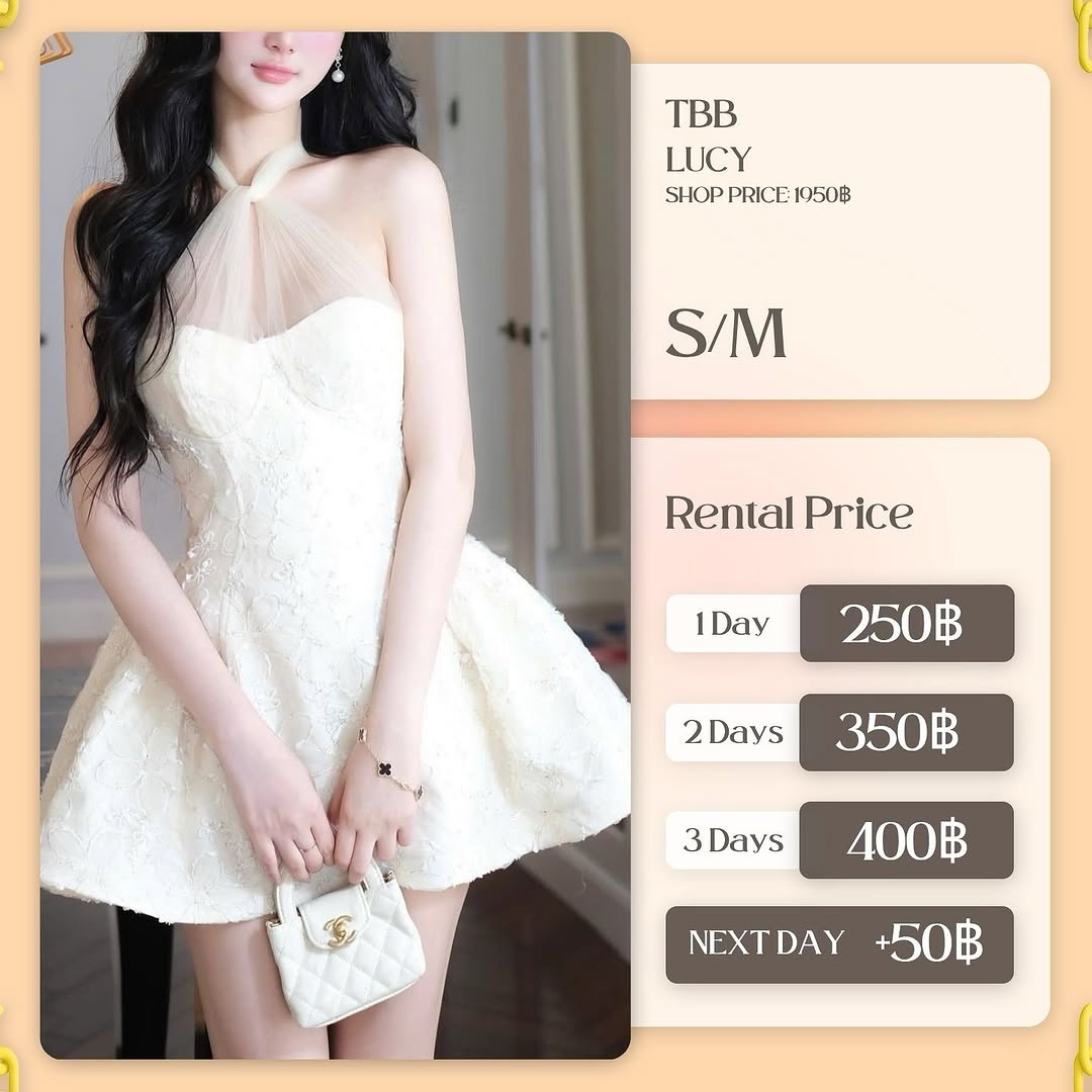 เช่าชุด Lucy dress แบรนด์ Thao_bibi สีครีม