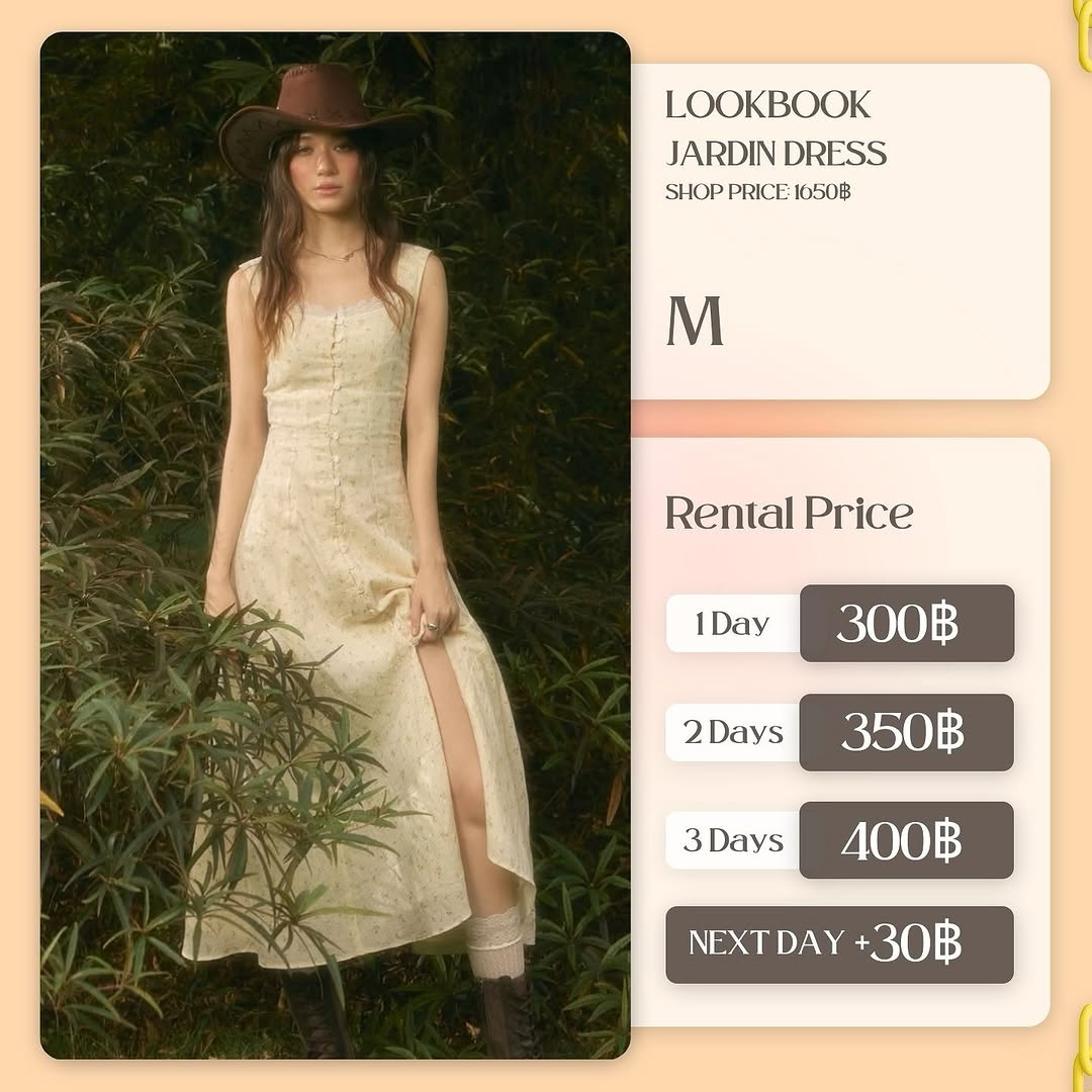 เช่าชุด Jardin Dress แบรนด์ lookbooklookbook สีครีม