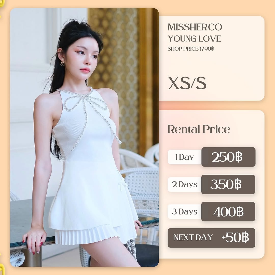 เช่าชุด Young Love แบรนด์ MISSHER.CO สีขาว