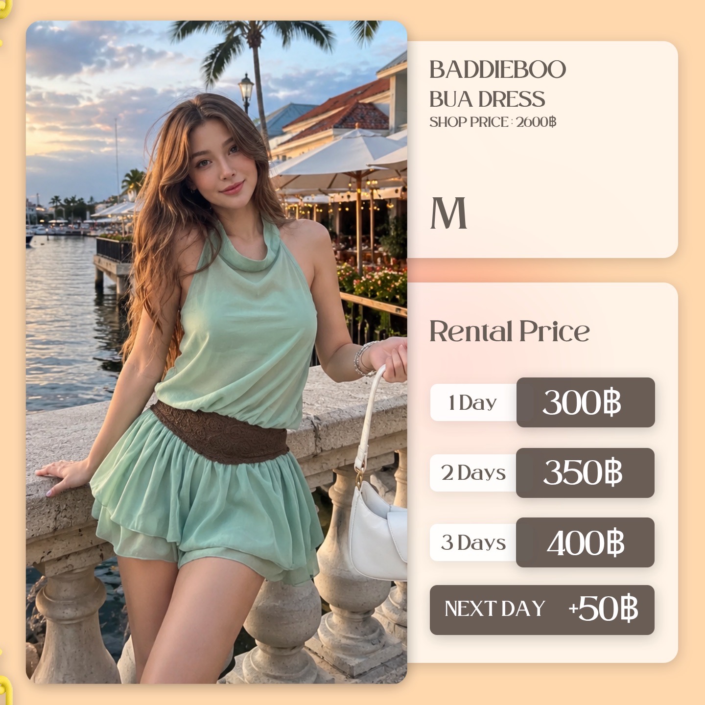 เช่าชุด Bua dress แบรนด์ Baddieboo สีเขียว