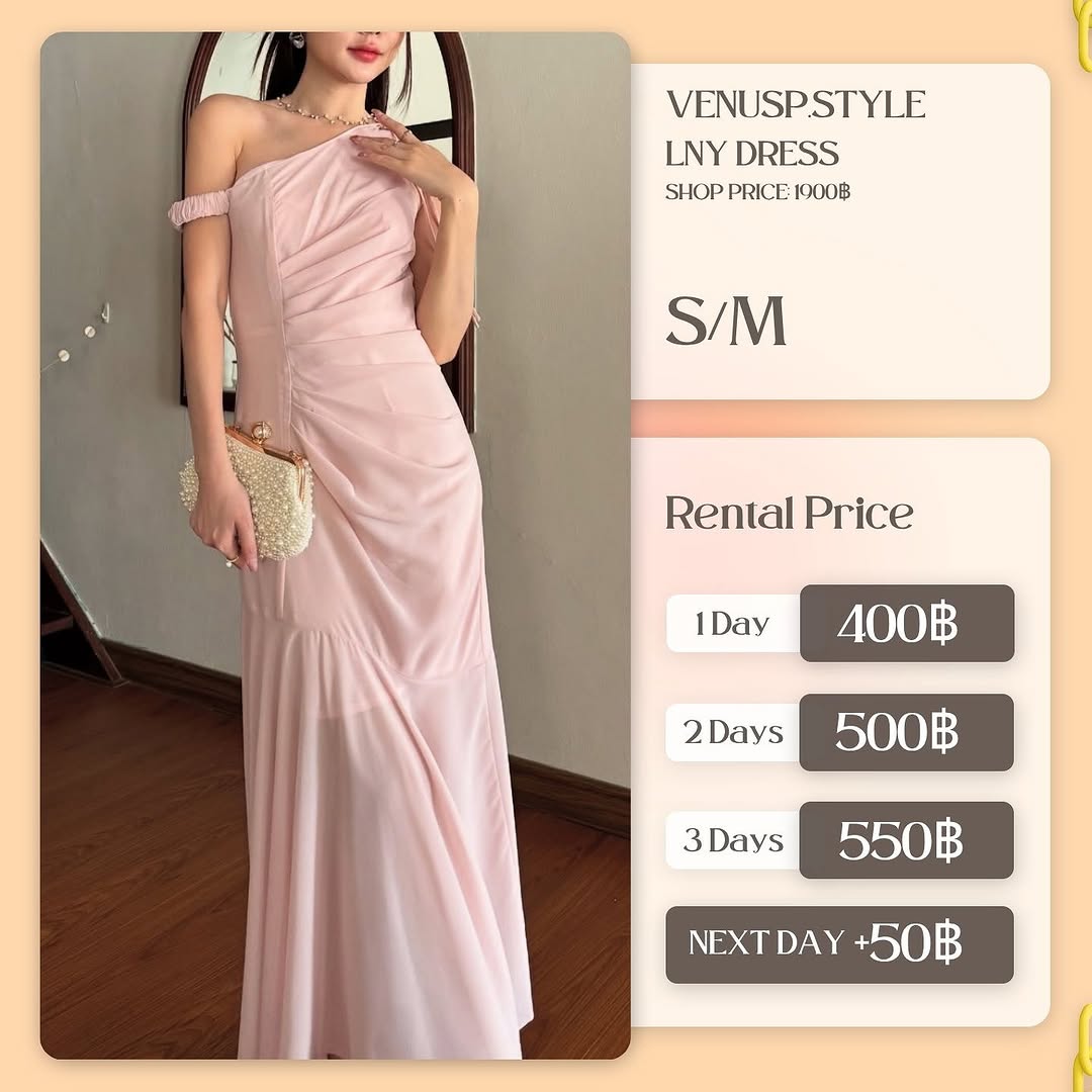 เช่าชุด Lyn dress แบรนด์ Venusp.style สีชมพู