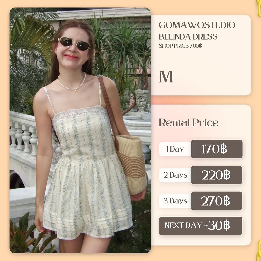 เช่าชุด BELINDA DRESS แบรนด์ GOMA WOSTUDIO สีครีม