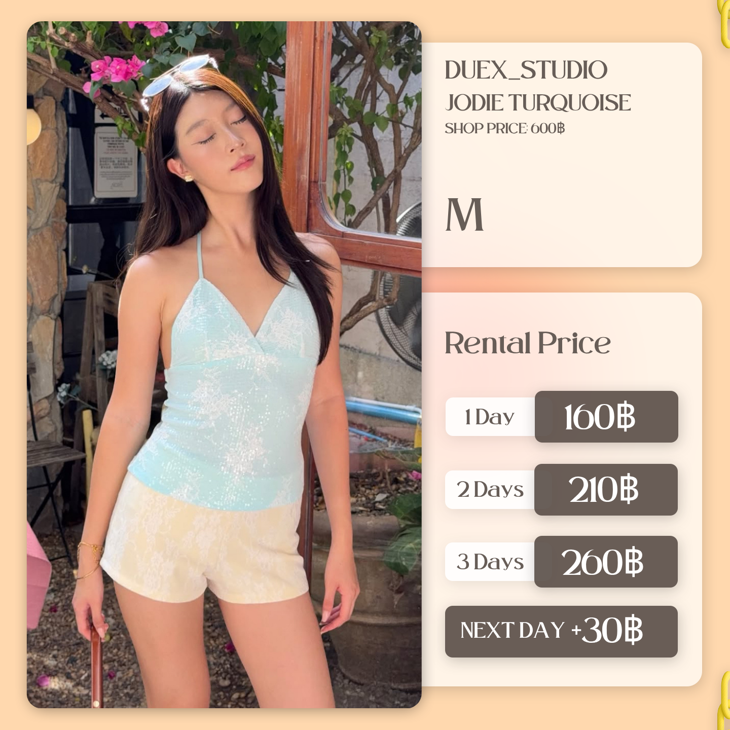 เช่าชุด Jodie turquoise แบรนด์ Duexstudio สีฟ้าสกัด